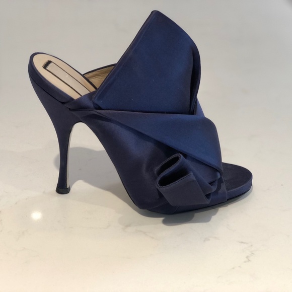 Navy Bow Mules - Picture 1 of 6
